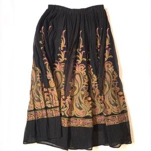 Coldwater Creek Maxi Skirt Black Shimmer Paisley